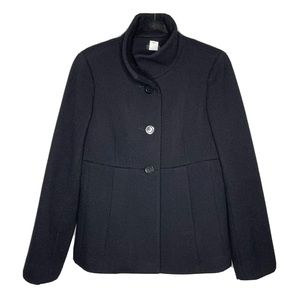J. Crew Wool Pique Ava Peacoat Button Front Pockets Cozy In Black Size 8